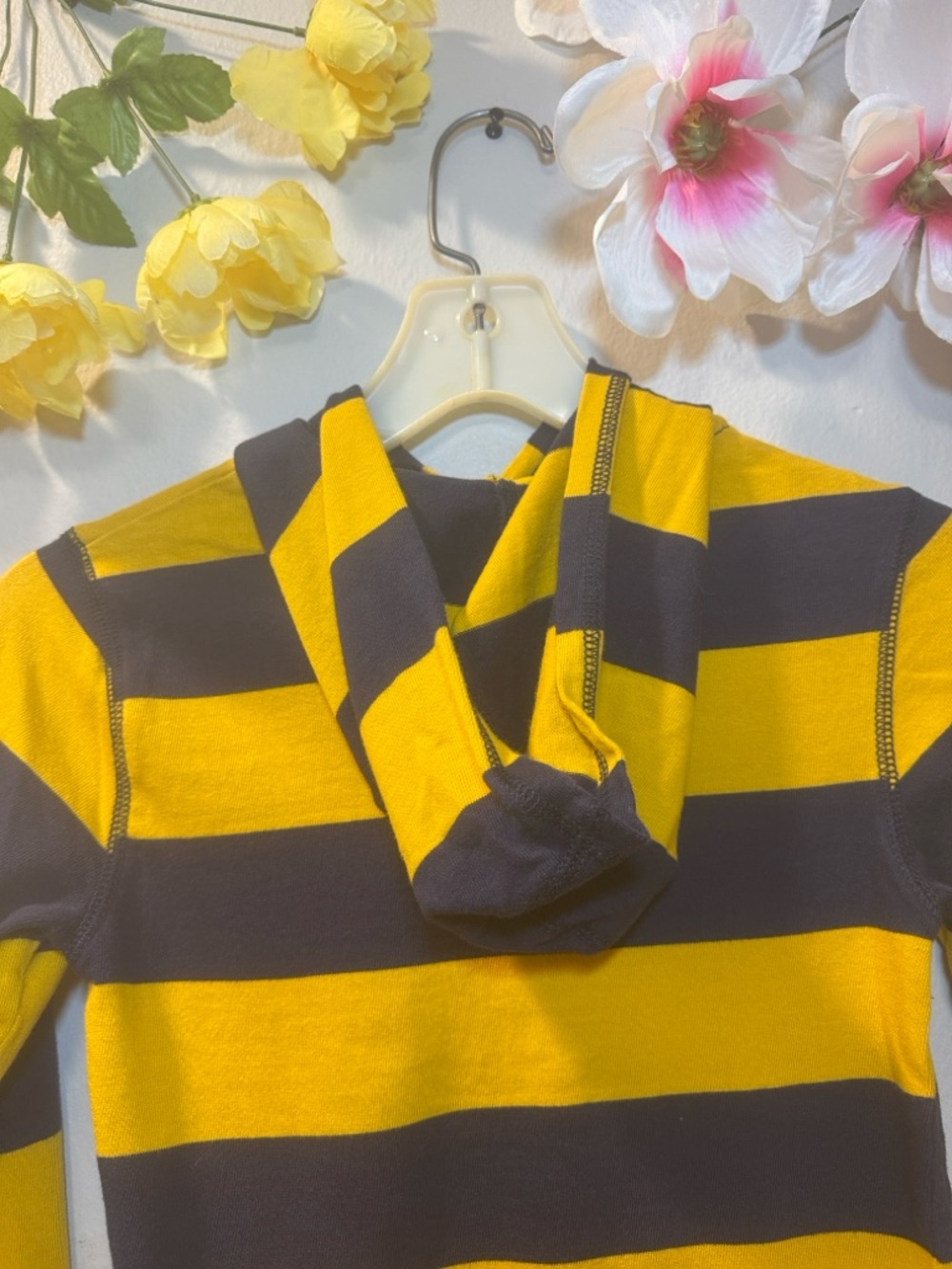 Gymboree Yellow and Black Striped Hooded Henley Long-Sleeve Tee - Picture 4 of 11